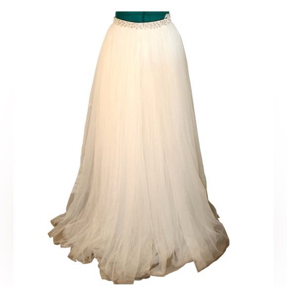Sherri Hill IvoryGown Formal Skirt DressHoliday Gala Winter...